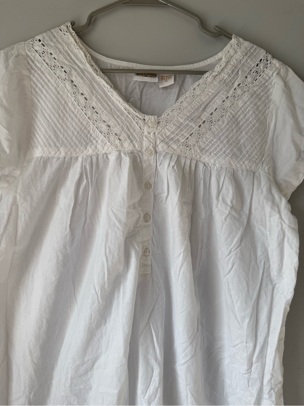 VTG COLLECTIONS ETC Cotton Eyelet Babydoll Dress MIDI MINI Dress White Size L XL - Picture 3 of 7